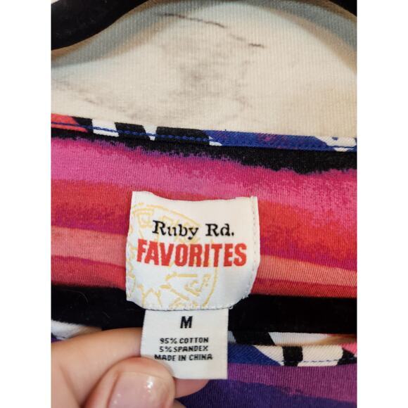 Ruby Rd. Favorites Women's Multicolor Animal Print 3/4 Sleeve Blouse Size Medium - Picture 3 of 5